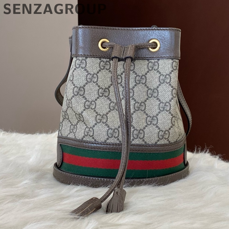 Gucci GG Marmont Mini Bucket Bag Brown Unisex Crossbody Shoulder Bag