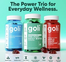 Goli Wellness Trio Bundle | ACV, Ashwa KSM-66, Pre+Post+Live Bacteria |Vegan