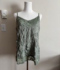 Y2K 2000s Whimsigoth Lace Cami Green Boho Fairy Plus Size 2X Stretch Adjustable