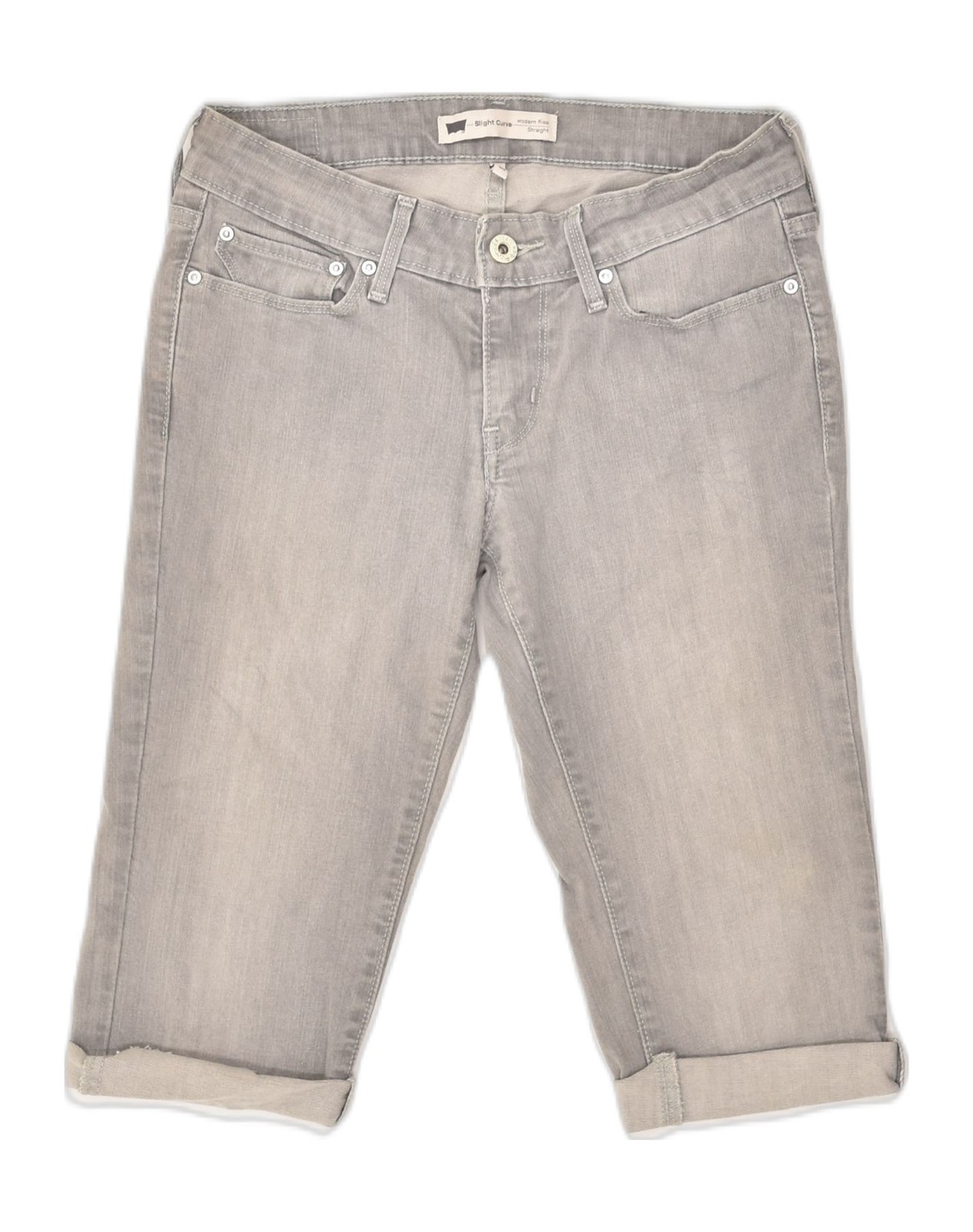 LEVI'S Womens Slight Curve Bermuda Shorts US 2 XS W26 Grey Cotton AB06
