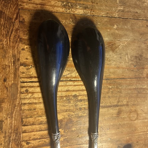 Grande Baroque by Wallace Sterling Silver- Black Plastic 2-Piece Salad Set 12.5" - Picture 4 of 4