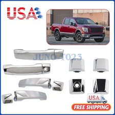 For Nissan Titan 2004-2018 4PCS Exterior Outside Door Handle Set Chrome