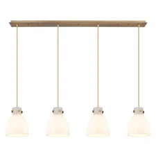 Innovations Newton Bell 4Lt 8" CL Pendant, BS/WH - 124-410-1PS-BB-G412-8WH