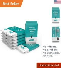 Fragrance-Free Flushable Toilet Wipes for Sensitive Skin - 504 Wipes in 12 Packs