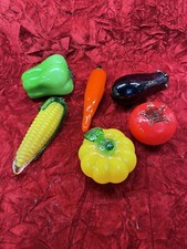 Vintage 6 Piece Alco Industries Murano Style Hand Blown Glass Vegetables Read