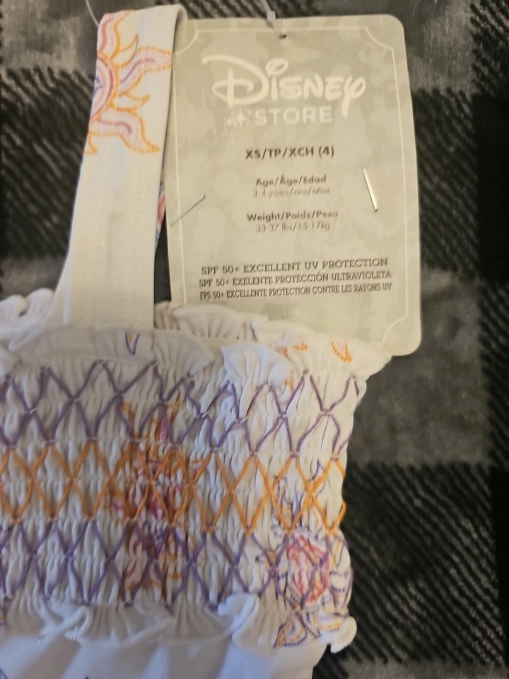 Disney Store Rapunzel 1 Pieza Traje de Baño Niños Talla 4 Nuevo con Etiquetas Princesa Foto 3 de 4