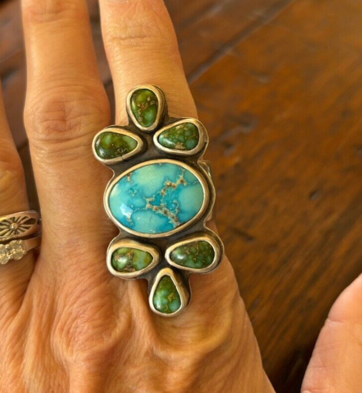 Sonoran Turquoise Cluster Statement Ring/size 8.2… - image 2