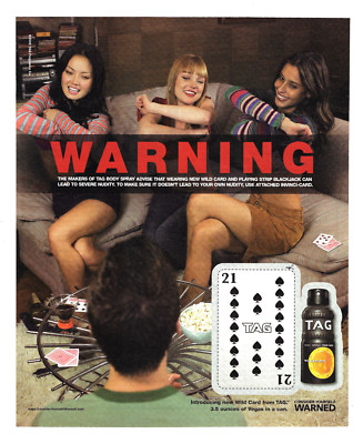 Tag Body Spray Print Ad Wild Card Vegas in a Can Strip Blackjack Women 2006