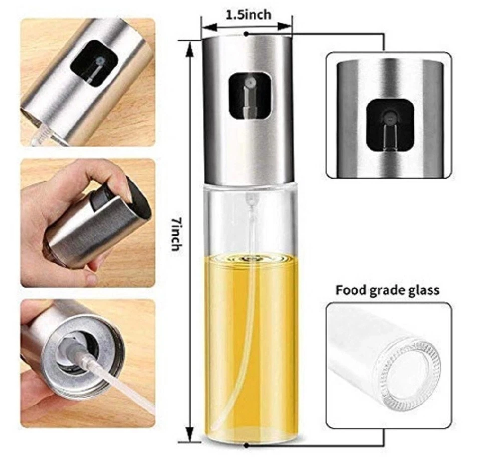 Stainless Steel Olive Oil Sprayer Mister – Refillable Cooking Spray Bottle - Image 2 of 4