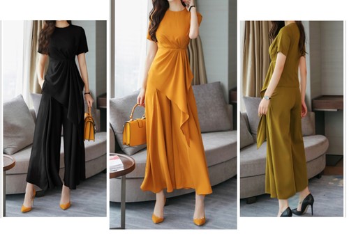 Completo Donna Pantaloni Larghi Maglia Asimmetrica Woman Pants Set SETWOM01 P - Foto 2 di 19