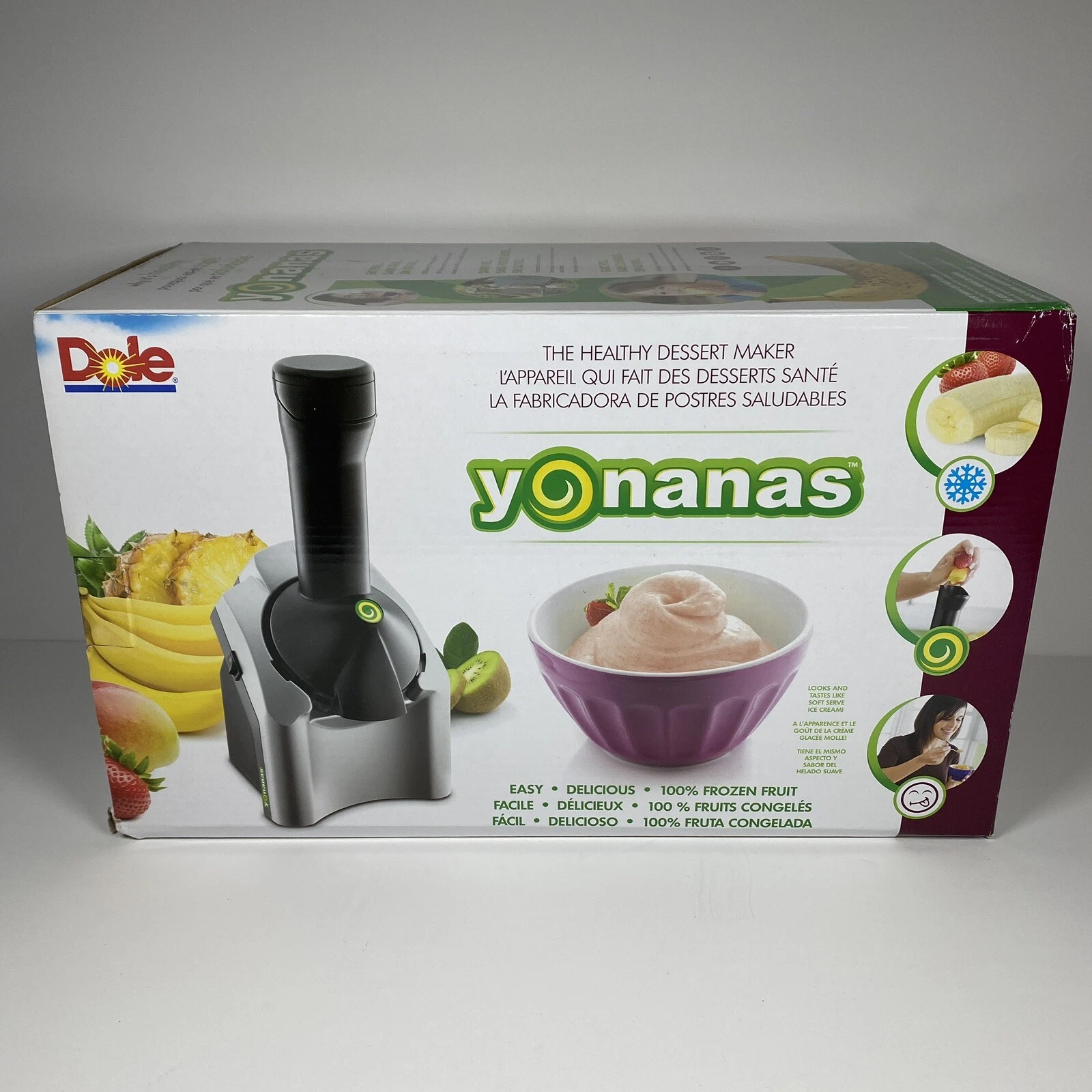 Dole Yonanas Frozen Fruit Dessert Maker Dispenser Soft Ice Cream Machine