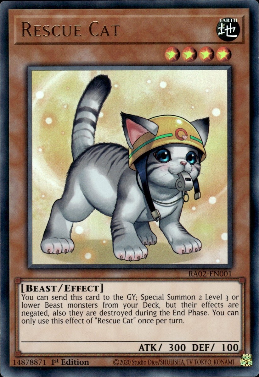 Rescue Cat (Alternate Art) - Ultra Rare 1st Edition RA02-EN001 - NM - YuGiOh | eBay Rescue Cat (Alternate Art) - Ultra Rare 1st Edition RA02-EN001 - NM - YuGiOh | eBay