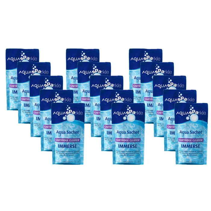 15 x Aquasparkle Immerse Filter Cleaner Hot Tub Spa Brite Spas Tubs Cartridge