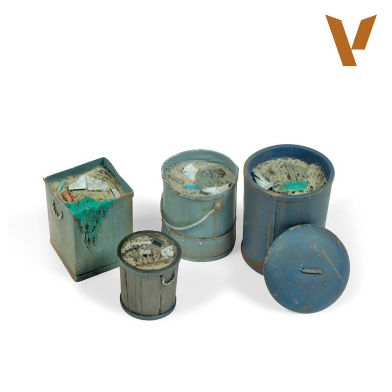 Assorted Garbage Bins (NO.2) - Scale 1:35 - Terrain - Acrylicos Vallejo