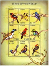 Zambia #Mi1233-Mi1241 MNH M/S 2000 Tanager Warbler Oriole [900]