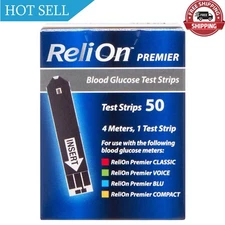 ReliOn Premier Blood Glucose Test Strips, 50 Count