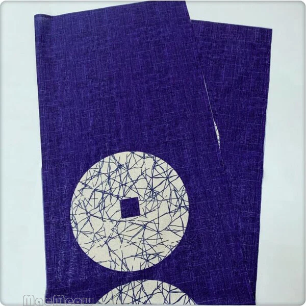 Cortina de puerta Noren japonesa azul patrón de seis monedas tapiz de puerta decoración del hogar Foto 2 de 4