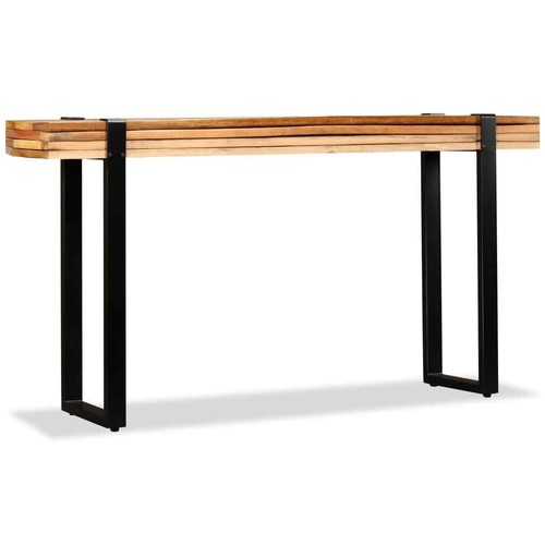 Table console doré acier inoxydable et bois massif