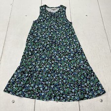 Loft Blue Green Floral A-Line Ruffle Hem Dress Women's Size Petite XX-Small