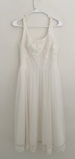 Vintage Nightgown Sz XS/S Ivory Lace Layered Chiffon Overlay Wedding 60s