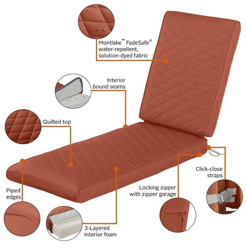 Montlake 80 in. x 26 in. x 3 in. Quilted Chaise Lounge Cushion in FadeSafe Spice - Picture 5 of 7