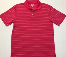 Champion Duo Dry Hot Pink Striped Golf Shirt Polo Sz M Chest 42” Wicking EUC
