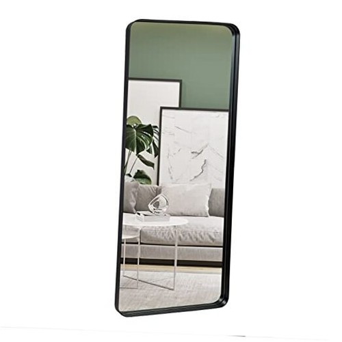 Wall Mirror for Bathroom, 18x48 Inch Metal Framed Bathroom 48"L x 18"W Black