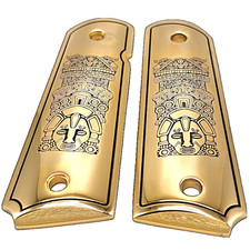 1911 Full-Size Grips - Mayan Engraved 24K Gold Plated w/ Screws - Made in USA
