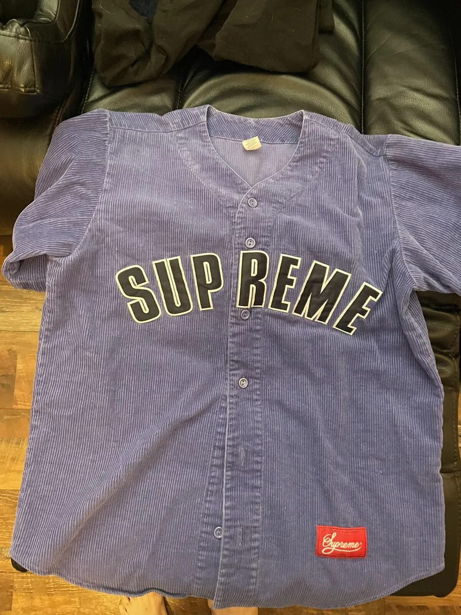 Supreme SS18 Corduroy Baseball Jersey Dusty Purple Size medium