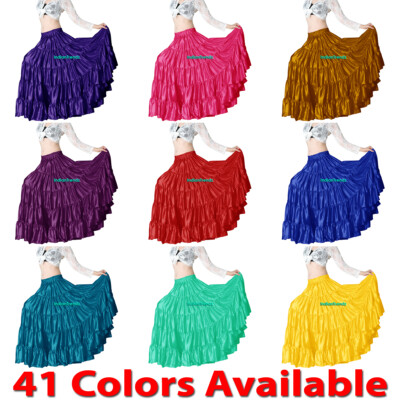 Satin Différencié Gypsy Jupe Ventre Danse Tribal Ruche