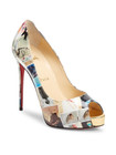100% AUTH NEW WOMEN LOUBOUTIN NEW VERY PRIVE 120 COLLAGE PATENT HEEL/PUMP US 8.5 — photo 1