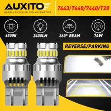2X AUXITO 7443 7440 SMD LED Back Up Reverse Light Bulbs 6500K Super White Canbus