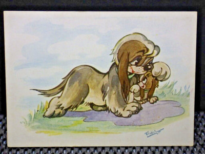 Purzelbaum - Bild Nr. 7 - Kinderland - Postkarte Comic um 1946 Karikatur