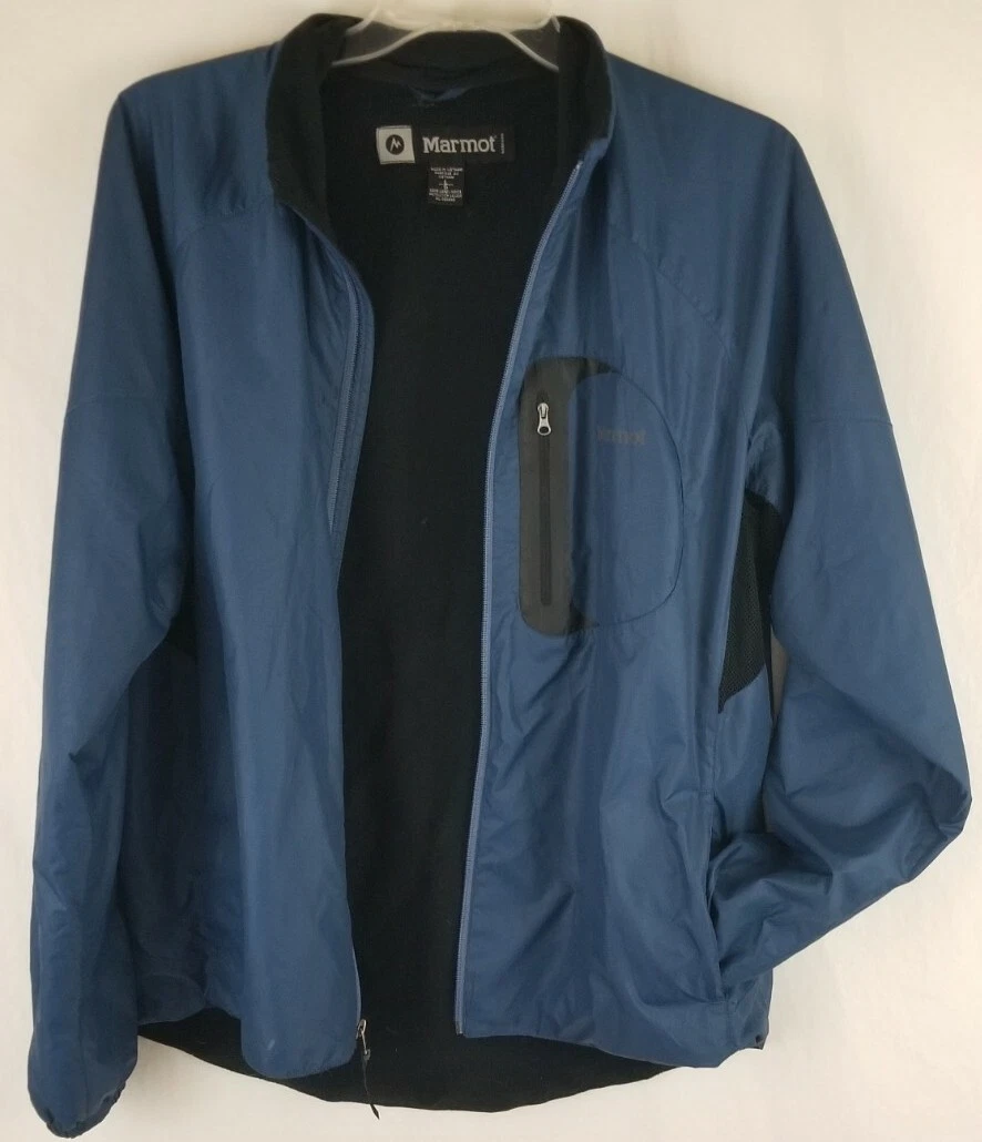 Marmot Mens Jacket Coat Lightweight Blue Fleece Lined Size L Large Hiking