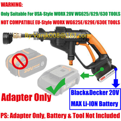 WORX 20V USA CLEANER TOOL ADAPTER USES BLACK&DECKER 20V MAX BATTERY-ADAPTER ONLY