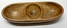 Hand Carved 3 Section Wood Tray Rustic Serving Dish Bowl Made in India 15  