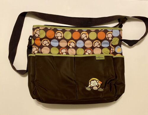 Baby Boom Monkey Diaper Bag Tote Pockets Changing Pad Green Unisex - Afbeelding 1 van 5