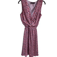 The Limited Medium M Wrap Midi Dress Stretch Tie Waist Geometric Sleeveless