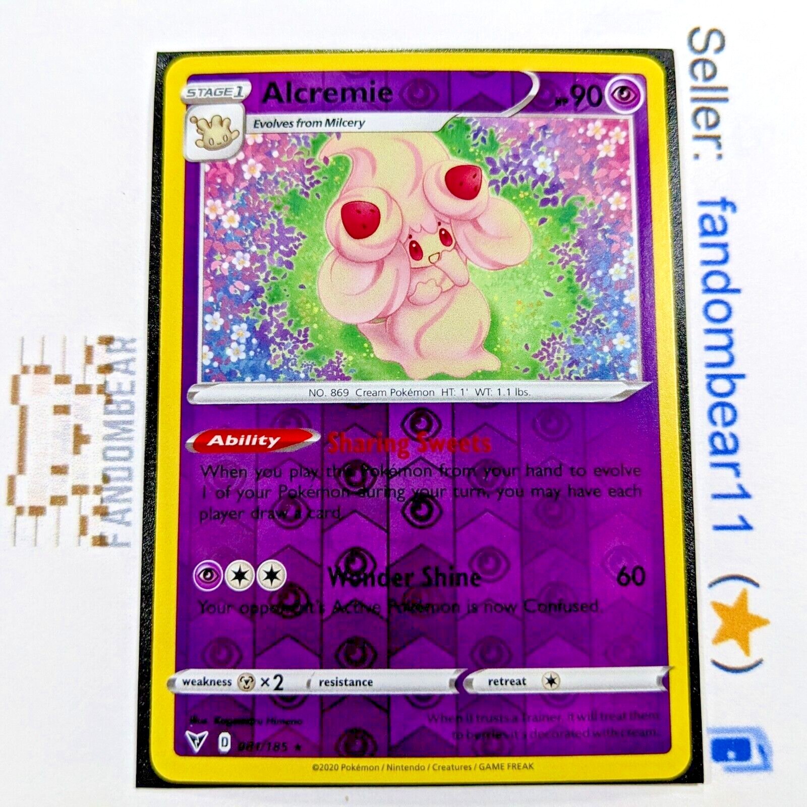 Alcremie REVERSE HOLO RARE card 081/185 Sword Shield Vivid Voltage 2020 Pokemon