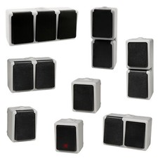 Aufputz Feuchtraum Doppel-Steckdose Kombi-Schalter TAFF IP44 Außen Keller AP