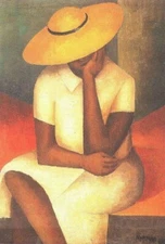 Norman Lewis : Girl with Yellow Hat : 1936 : Archival Quality Art Print 