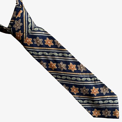 Vintage 80s Glengurd By Hyde Park Floral & Pearl Striped Silk Tie, Retro 90s