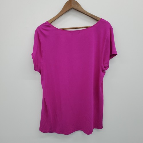 Calvin Klein Womens Short Sleeve Zipper Accent Detail Blouse Top Size XL Purple - Picture 4 of 13