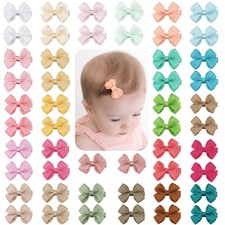 10pcs Tiny Baby Bows Clips Fully Covered 2" Hair Bows Barrettes Clips Hair Acces