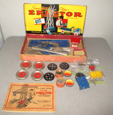1938-GILBERT ERECTOR TOY SET NO. 4 1/2 -CARDBOARD BOX-TRUCKMANUAL-INVENTORY LIST