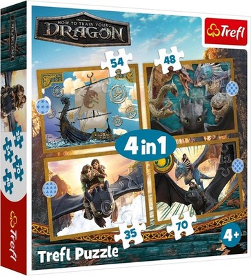NEW Trefl Jigsaw Puzzle 4 in 1 Pieces 4+ Age Dragons Days