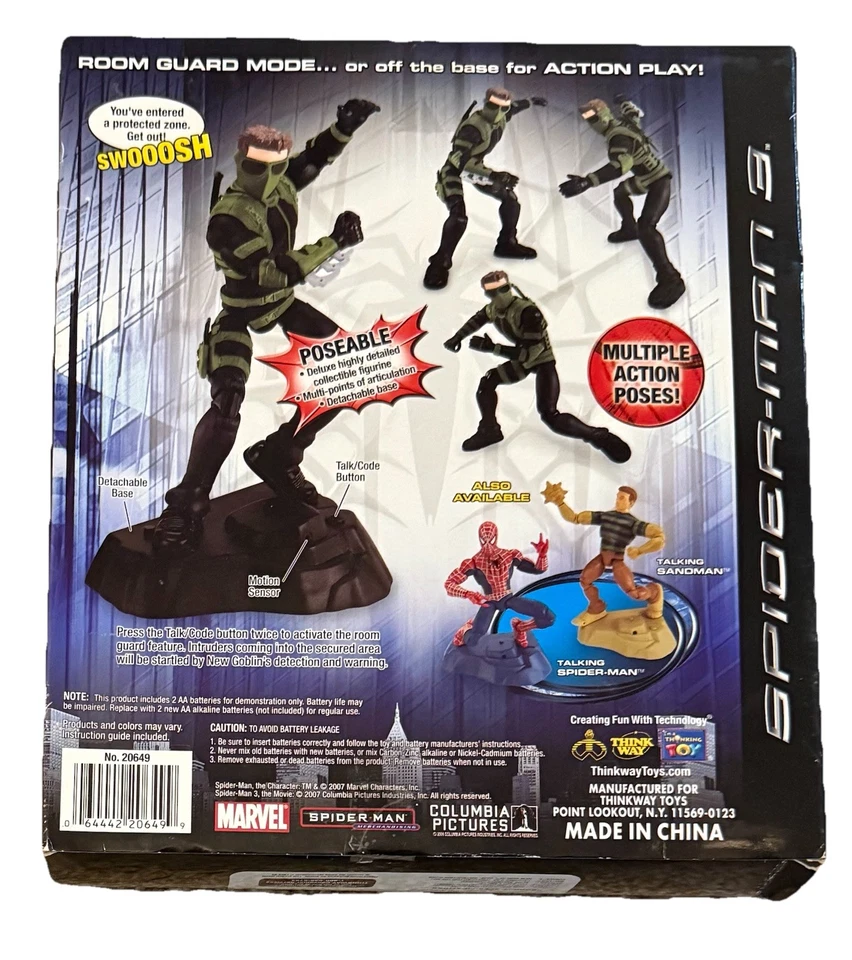 Spider-Man 3 Nuevo Duende Talking Room Guard 2007 Thinkway Sensor de Movimiento Nuevo en Caja. Foto 2 de 4