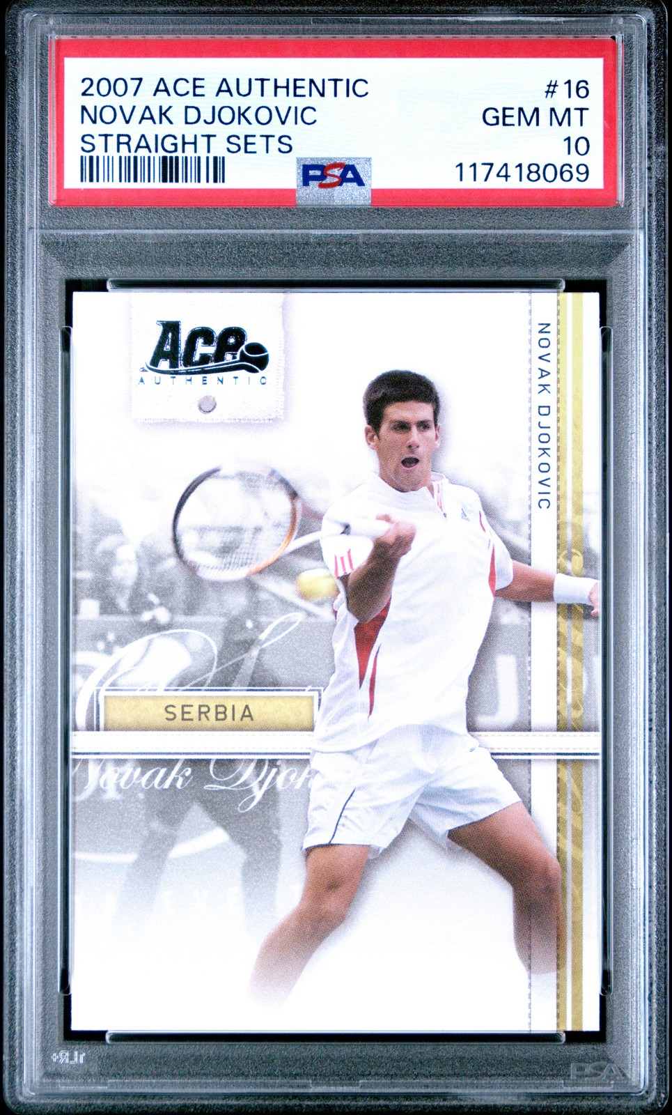2007 ACE AUTHENTIC STRAIGHT SETS #16 NOVAK DJOKOVIC PSA 10