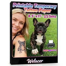 Printable Temporary Tattoo Paper for Inkjet Printer   8.5"x11", 15 Sheets   C...