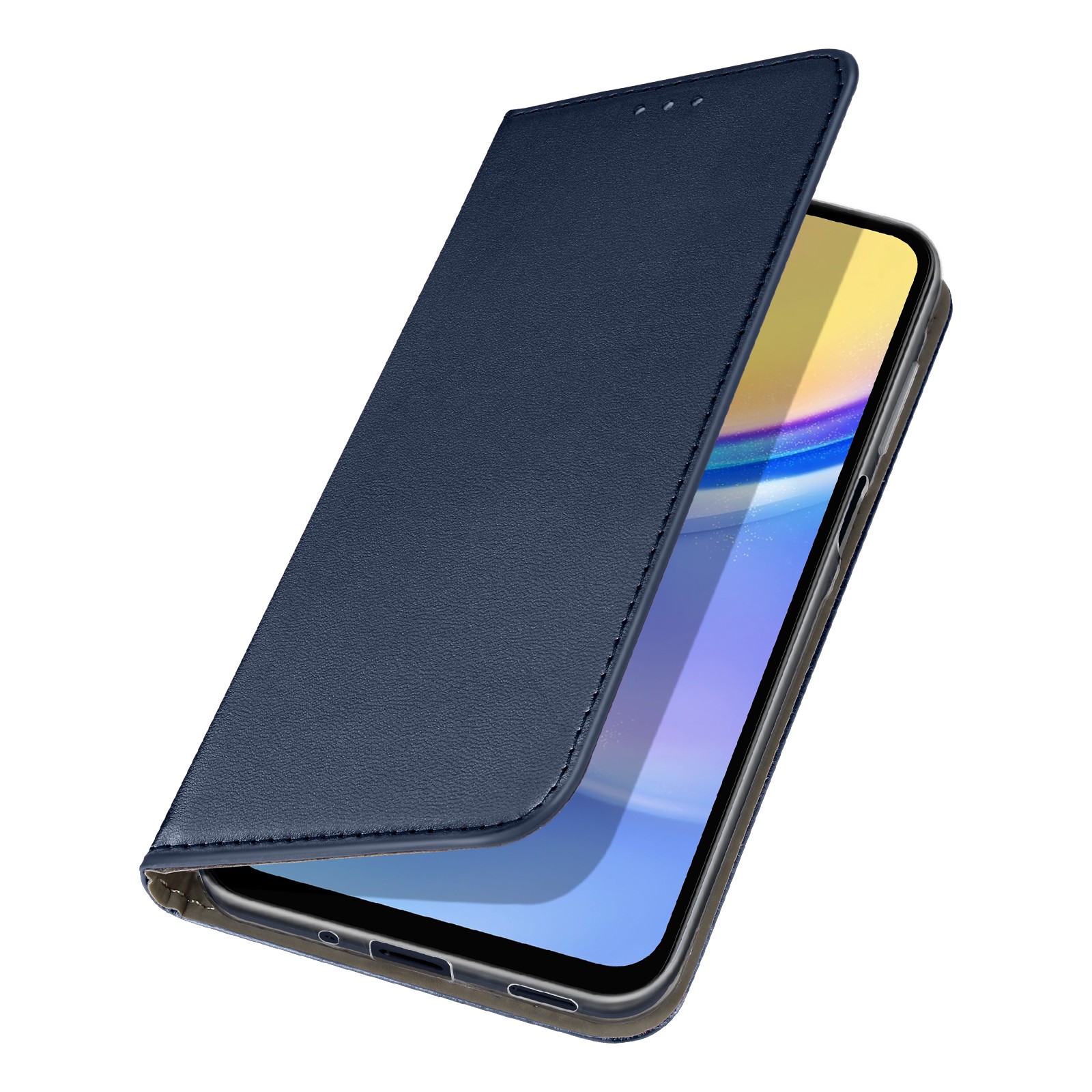 Étui Premium Galaxy A16 Avizar en Cuir Synthétique Bleu Nuit et Clapet Aimanté